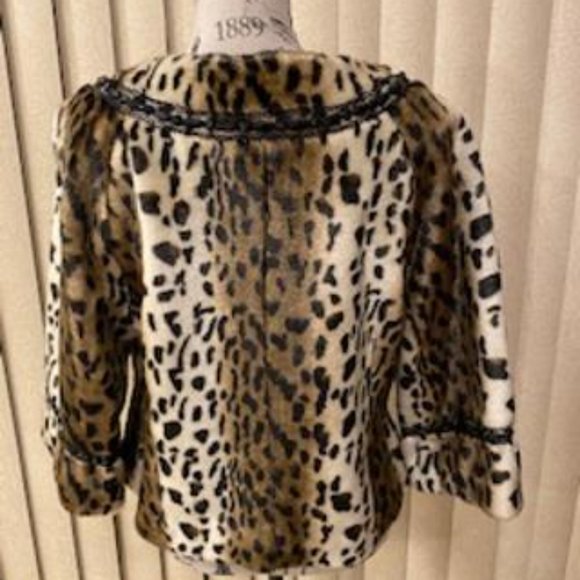 TERRY LEWIS FAUX FUR ANIMAL PRINT EMBELLISH JACKET - Picture 3 of 3